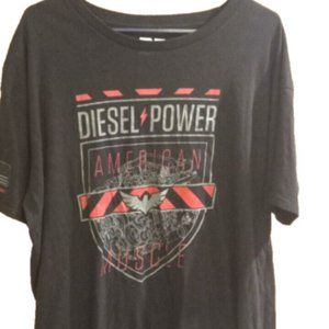 Diesel Power Mens 3X T Shirt black American flag trucker patriotic